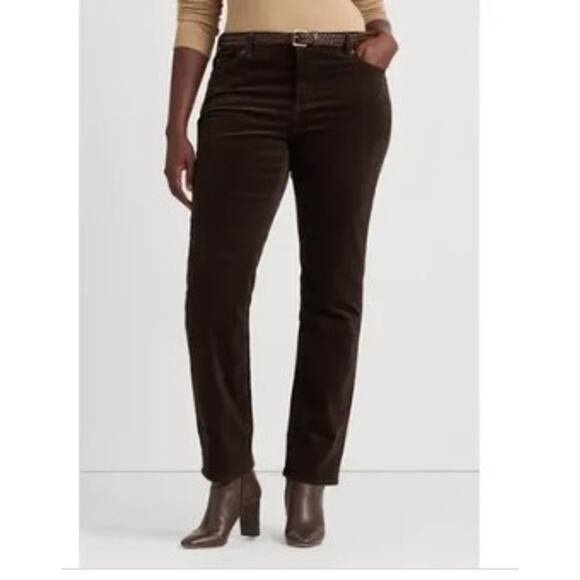 Lauren Ralph Lauren  Corduroy Mid Rise Straight Pants, Brown, 16W NWT - Picture 1 of 1